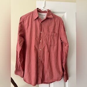 Wrangler Men's Casual Red Striped Shirt, Size Medium